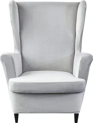 Obrázek produktu pro 2-dílný kryt křídla židle, křídlo židle Velvet Slipcovers kryt židle kryt s područkou vysoké zpět, stříbrná