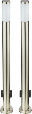 Produktbild von 2er Set LED Stehleuchten, Steckdose, Edelstahl, H 110 cm