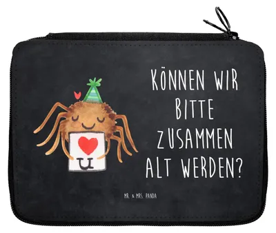 Produktbild von Mr. & Mrs. Panda Schreibmappe Spinne Agathe Brief - Kreidetafel - Geschenk, Etui, Schlampermäppchen, Federpenal, Federmappe, Verliebt, Liebespaar, Ich Liebe Dich