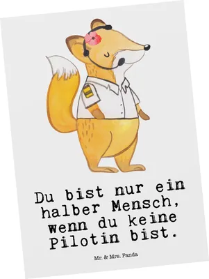 Produktbild von Mr. & Mrs. Panda Postkarte Pilotin Herz - Weiß - Geschenk, Fotokarte, Postkarten, Flugzeug, Motivkarte, Spruch, Ansichtskarte, Cockpit, Lustig, Ansichtskarten