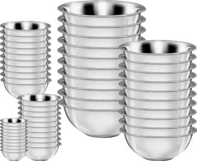 Produktbild von 50tlg. Schüsselset Edelstahl: Schüsselgrößen 16,20,24,28,32cm / Füllmengen: 700,1400,1700,3800,5500ml / 10x Schüsseln 16cm, 10x Schüsseln 20cm, 10x Schüsseln 24cm, 10x Schüsseln 28cm, 10x Schüsseln 32cm