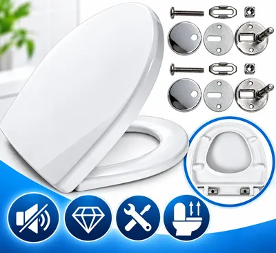 Produktbild von Ramm Toilettensitz kompatibel mit Geberit Allia Paris Exclusive, WC Sitz aus antibakteriellem Duroplast Soft Close, für Toilettenschüssel 52 cm