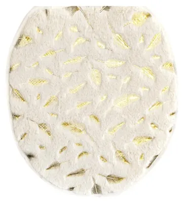 Image de set de tapis de bain 3 pièces avec motif plumes en polyester Antidérapant et lavable Crème