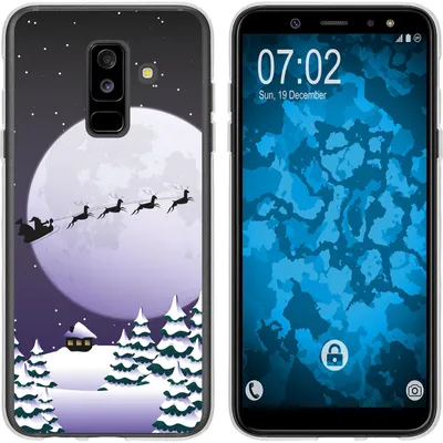 Produktbild von PhoneNatic Case kompatibel mit Samsung Galaxy A6 Plus (2018) Silikon-Hülle X Mas Weihnachten Santa - Night M5