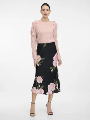 Produktbild von Orsay Schwarzer Damen-Midirock mit Blumenmuster 42