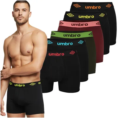 Zdjęcie produktu dla UMBRO Bielizna Męska 6-pak, Bokserki Bawełniane, Wielokolorowe, Rozmiar XL