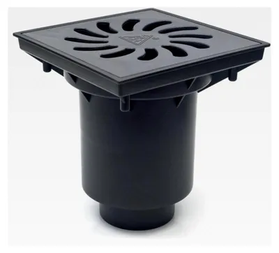 Produktbild von Hofablauf-Kellerablauf-Kanalschacht mit Kunststoffrost - Belastbarkeit bis 1500 kg - 245x245 mm