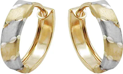 Creole-Ohrring-12x3mm-Klappscharnier-bicolor-rhodiniert-9Kt-375-Gold