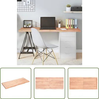 Produktbild von The Living Store Tischplatte Hellbraun 140x60x(2-4)cm Massivholz Eiche Behandelt