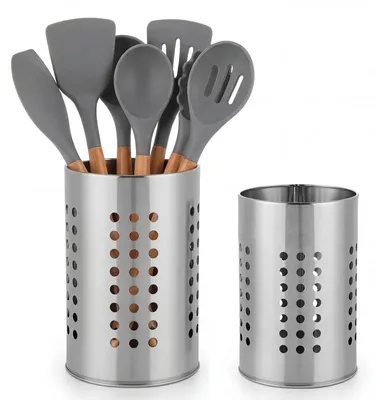 Besteckhalter aus Edelstahl, 2er-Set, rund, 18 cm & 16,5 cm