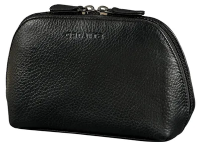 Produktbild von Elma Kulturbeutel aus Leder für Damen und Herren | Kleine Kosmetiktasche aus echtem Leder für Reisen und den Alltag in Schwarz