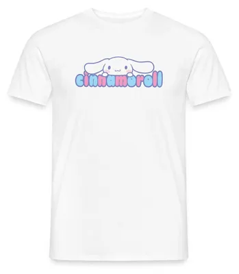 Produktbild von Spreadshirt Cinnamoroll Guckt Über Schriftzug Männer T-Shirt, M, Weiß