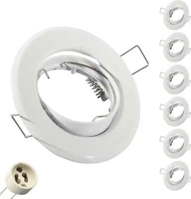 Produktbild von 6 x Einbaustrahler B002-WH, Weiß mit GU10 Spot