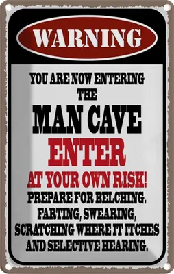 Produktbild von vianmo Blechschild 30x20 cm warning man cave enter at your risk