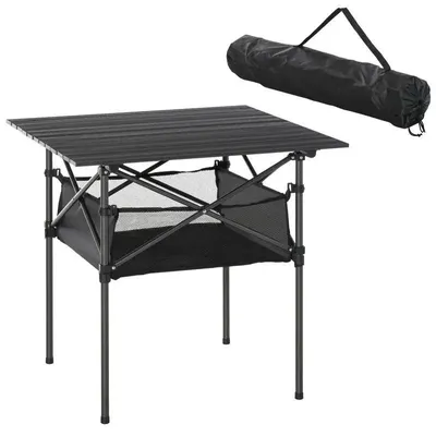 Image de Table de camping pliante, avec structure en plastique, équipée d'un filet de rangement. Table de pique-nique portable, idéale pour le camping et le jardin