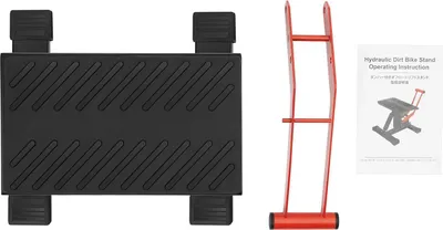 Obrázek produktu pro Zvedák na motocykly – hydraulický nůžkový zvedák – nosnost 200 kg – výškově nastavitelný 25–40 cm – ocelová plošina 28×17 cm – černá a červená