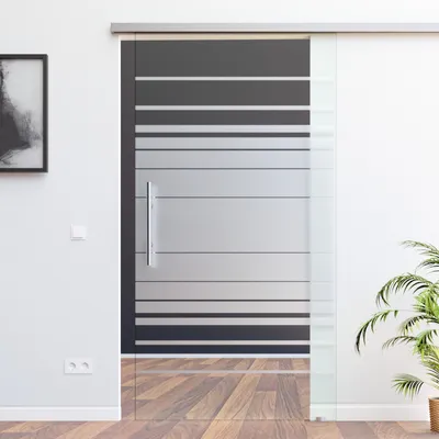 Produktbild von Glas Schiebetür Glasschiebetüren AMOD SoftStop 900 x 2050 mm (SlimLine Komplett Set) Design/Nachbildung M4, inkl. beidseitige Griffstange BM4-900-420-AS