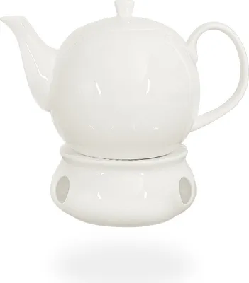 Produktbild von Buchensee  Teeset / Teekanne 1,5 liter mit Stövchen aus Porzellan in weiß, Fine Bone China
