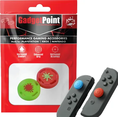 Produktbild von Thumbgrips - Thumb Grips voor Nintendo Switch Joy-Con Controllers - Gaming Thumbgrips - Performance Anti-Slip Thumbsticks - Bescherming Accessoires - Splash - Roze/Groen -