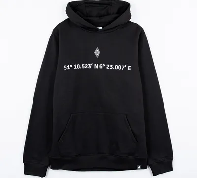 Produktbild von VfL Borussia Mönchengladbach BMG Hoodie gestickten Koordinaten schwarz Gr. L