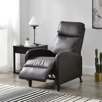 Obrázok produktu pre Čalúnené kreslo Bregenz polohovateľné kreslo 102x60x92 cm polohovateľné kreslo TV kreslo kreslo s nastaviteľným operadlom TV kreslo v imitácii kože Hnedá [en.casa]