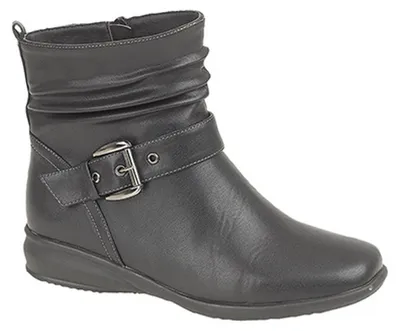 Produktbild von Boulevard Damen Stiefel / Stiefelette / Ankle Boots, gerafft, mit Schnalle DF471 (37 EUR) (Schwarz)