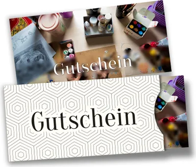 Produktbild von itenga Geschenkgutschein Fotodesign mit Hülle - Motiv KUNST UND KREATIVITÄT Postkarte zum Ausfüllen  21,0 x 9,8 cm