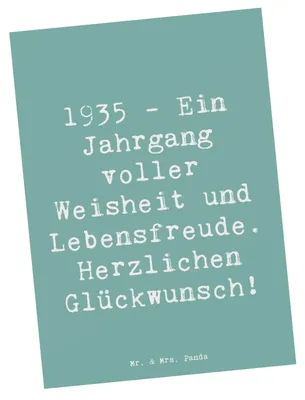 Produktbild von Mr. & Mrs. Panda Postkarte Spruch 1935 Geburtstag - Meeresbrise - Geschenk, Geburtstagsfeier, Alter, Happy Birthday, Glückwunsch, Ansichtskarten, Geburtstagsgeschenk