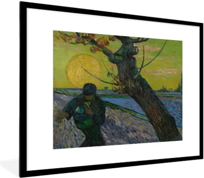 Produktbild von MuchoWow® MuchoWow® Gerahmtes Poster Der Sämann - Vincent van Gogh 80x60 cm - Poster mit zchwarzem Bilderrahmen - Schlafzimmer-Dekorationen - Fotoposter