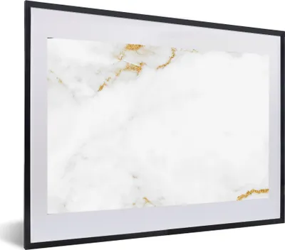 Produktbild von MuchoWow® MuchoWow® Gerahmtes Poster Marmor - Gold - Weiß - Luxus 60x40 cm - Poster mit zchwarzem Bilderrahmen - Schlafzimmer - Plakat in Rahmen - Drucken