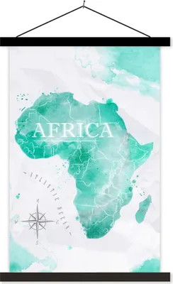 Produktbild von MuchoWow® Textilposter Weltkarte - Farben - Afrika 40x60 cm mit schwarzem Rahmen - Wanddekorationen