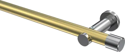 Produktbild von Interdeco Gardinenstange / Vorhangstange Messing-Optik / Chrom, Typ Platon Santo (Kappe) ohne Ringe, 20 mm Ø 1-läufig, 480 cm