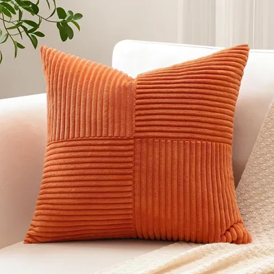 Productafbeelding van Kussensloop, corduroy, kruisstreepmotief, 45x45 cm, roestkleurig, 1 stuk