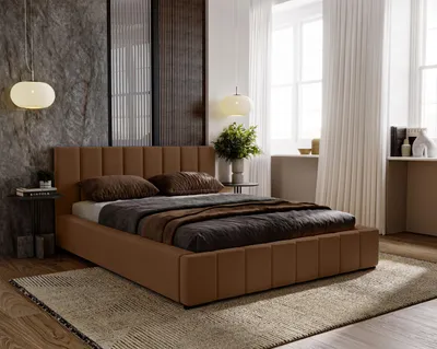 Produktbild von Polsterbett 200x200 für das Schlafzimmer DIANA mit Stauraum und Lattenrost, Kopfteil und gepolsterter Korpus, braun ( Magic Velvet 2299 )