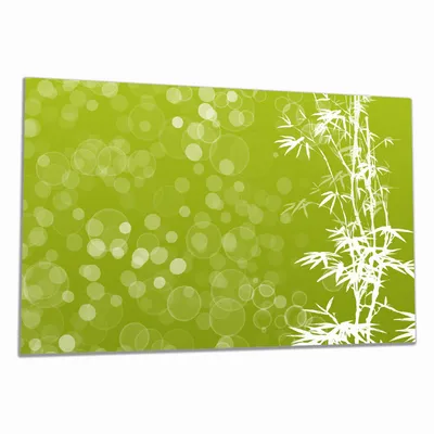 Produktbild von Wallario Herdabdeckplatte aus Glas, Größe 80 x 52 cm 1-teilig, Motiv Bambusmuster grün-weiß