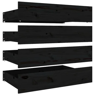 Image de vidaXL Tiroir de lit 4 pcs. noir pin massif