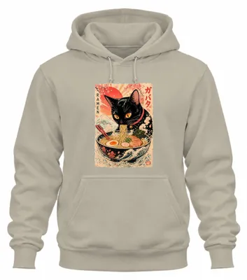 Imagen del producto de Sudadera con capucha estilo anime japonés "Ramen Schwarze Katze", diseño de fideos, estilo Y2K, color , talla XXL