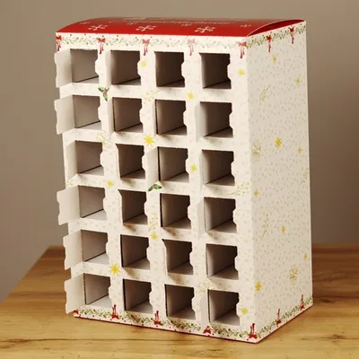 Produktbild von Adventskalender zum selbst Befüllen Cozy Christmas Time red - Gemütliche Weihnachten rot für Servietten, Deko, Geschenke und mehr
