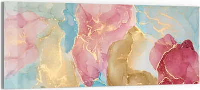 Produktbild von DEQORI Glasbild Echtglas 150x60 cm 'Goldene Träume' Wandbild Bild modern Deko