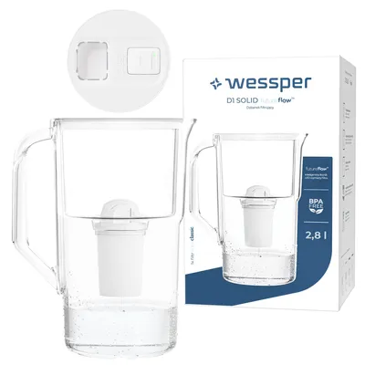 Imagen del producto de Jarra filtrante Wessper D1 SOLID FutureFlow™ de 2,8 litros con indicador LED y filtro aquaclassic