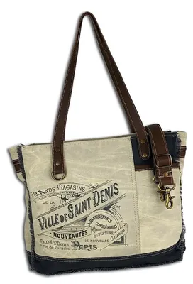 Produktbild von Sunsa Damen Handtasche. XXL Shopper Leinwand/Canvas & Leder. Vintage Retro Stil Tasche. Schultertasche