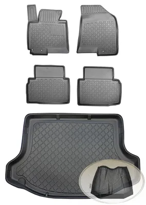 Produktbild von SET Kofferraumwanne Gummifußmatten für Kia Sportage 3 SL Steilheck Geländewagen SUV 5-türer 2010-2015