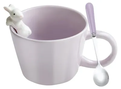 Immagine prodotto di Solidchoice - Tazza da caffè a forma di coniglietto carino, con cucchiaino