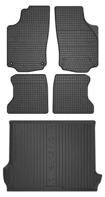 Productafbeelding van Rubberen automatten + kofferbakmat voor Opel Combo C 2001-2011 (bestelwagen) – 5-delig, zwart, op maat – Wielganizator SolidPRO
