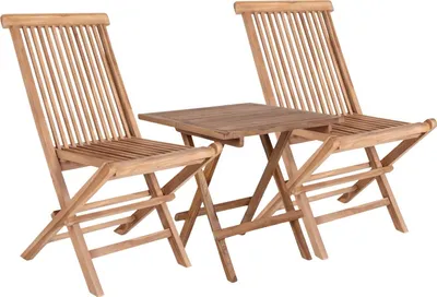 Produktbild von Quadratischer Gartentisch 50 cm + 2 Teakholzstühle