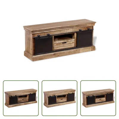 Immagine prodotto di The Living Store Mobile TV a 2 ante scorrevoli in legno massiccio di mango 110x30x45 cm