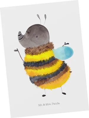 Produktbild von Mr. & Mrs. Panda Postkarte Hummel flauschig - Weiß - Geschenk, Lustige Sprüche, Grußkarte, Natur, Blume, Ansichtskarte, Postkarten, einzelkarte, Biene, Ansichtskarten