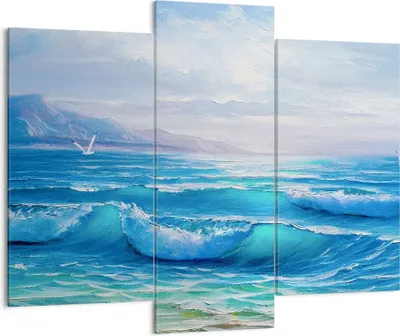 Produktbild von Bild auf Leinwand - Leinwandbild - Meer Welle Möwe - 130x100cm - Wand Bild - Wanddeko - Wandbilder - Leinwanddruck - Bilder - Kunstdruck - Wanddekoration - Leinwand bilder - Wandkunst - CB130x100-4033