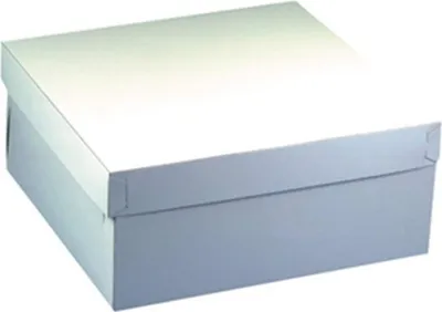 Produktbild von 10 Tortenkartons, mit Deckel, Pappe eckig 30 cm x 30 cm x 10 cm weiss
