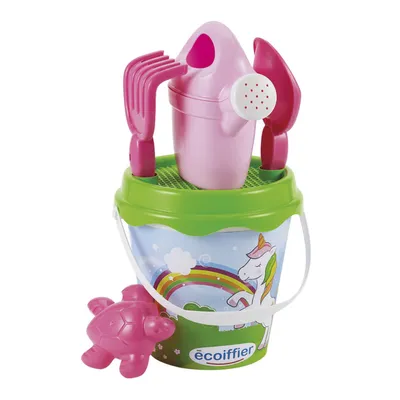Image de Seau à licorne avec théière et accessoires, 17 cm